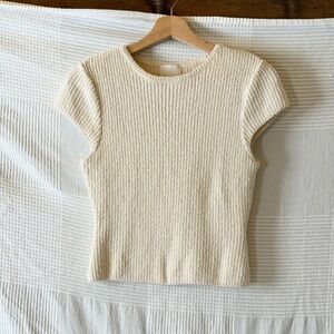 H&M Cream Cap Sleeve Knit Top